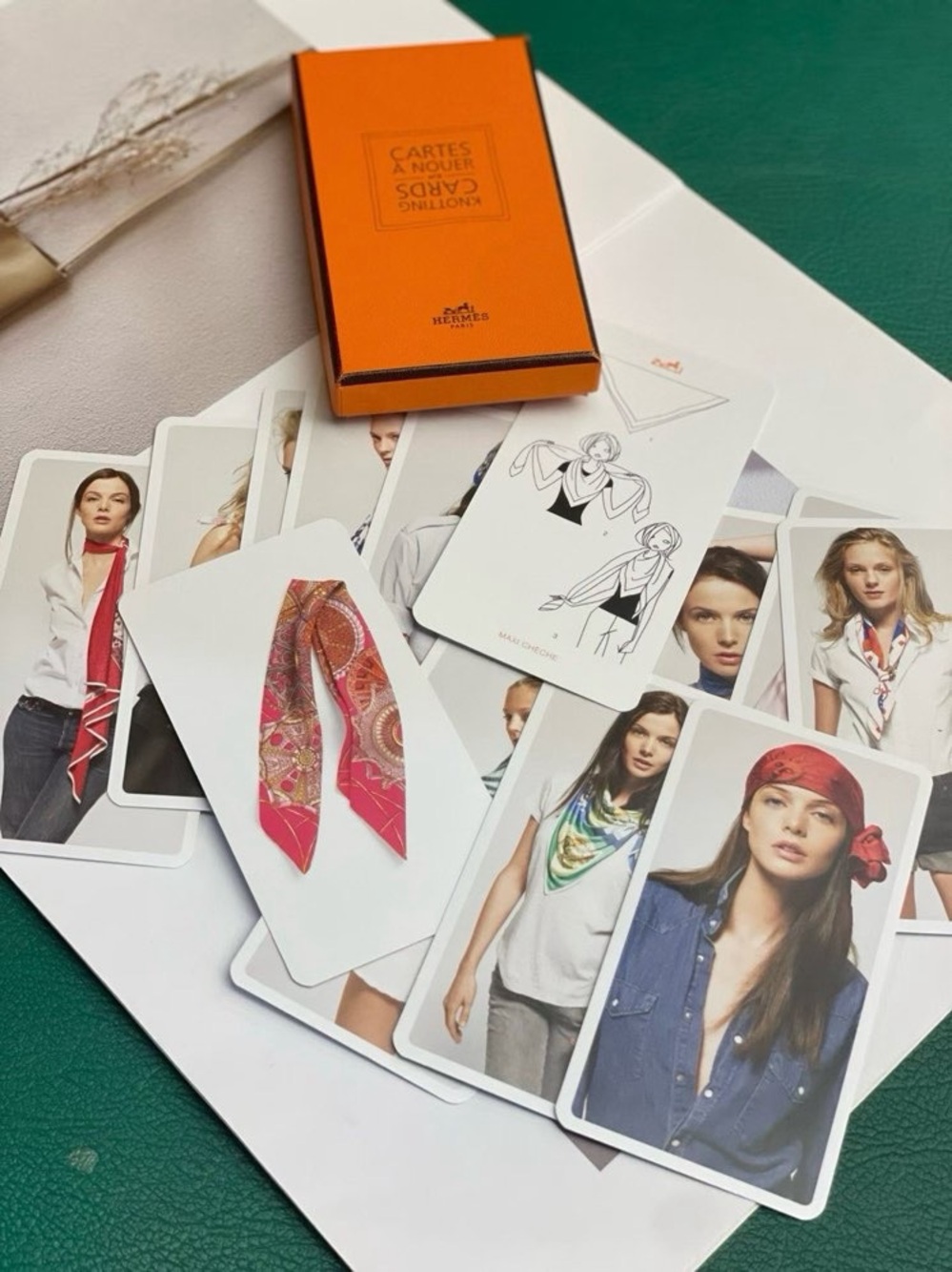 Hermes Pink and Orange Silk Scarf Styling Cards - Picture 2 of 3